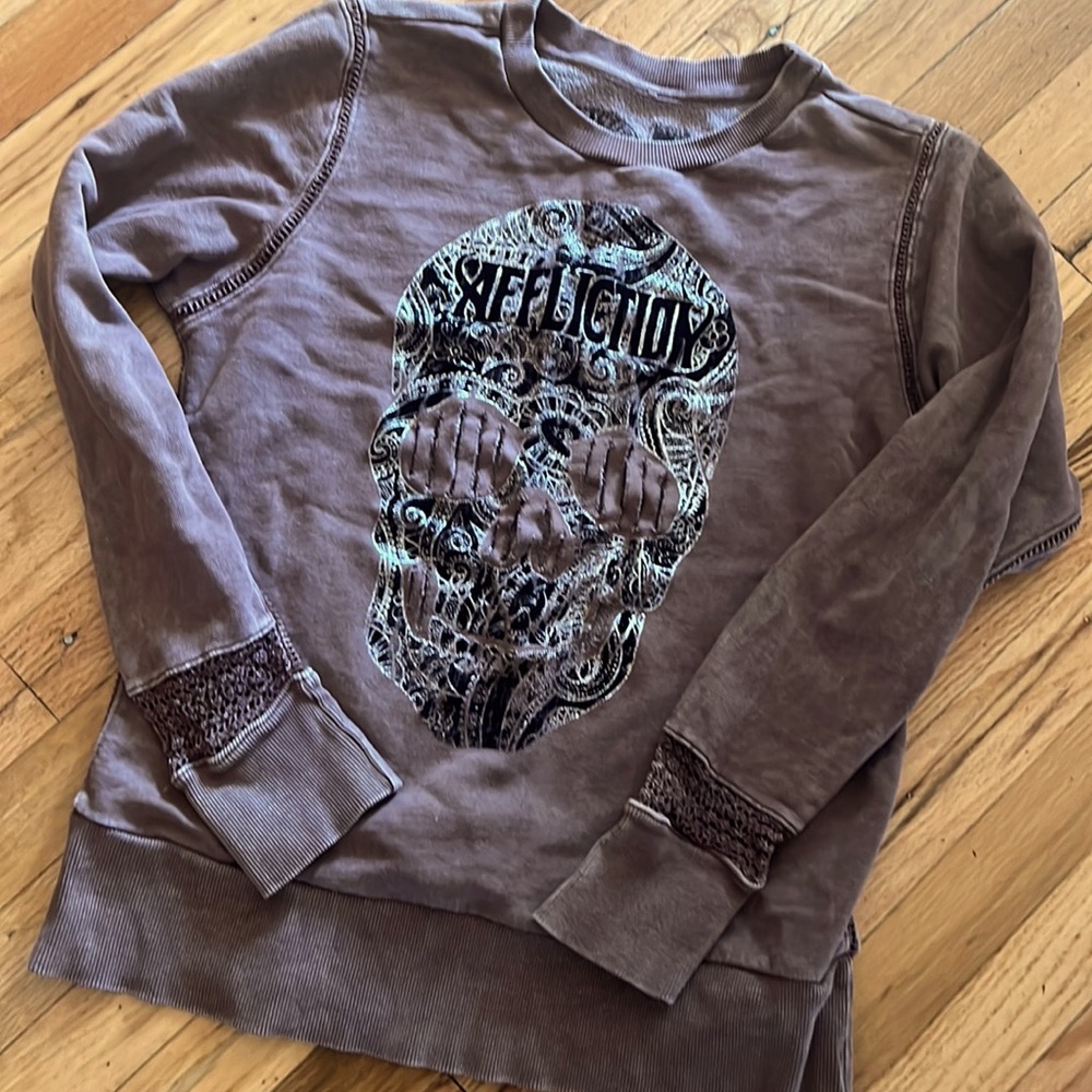 Affliction skull crewneck